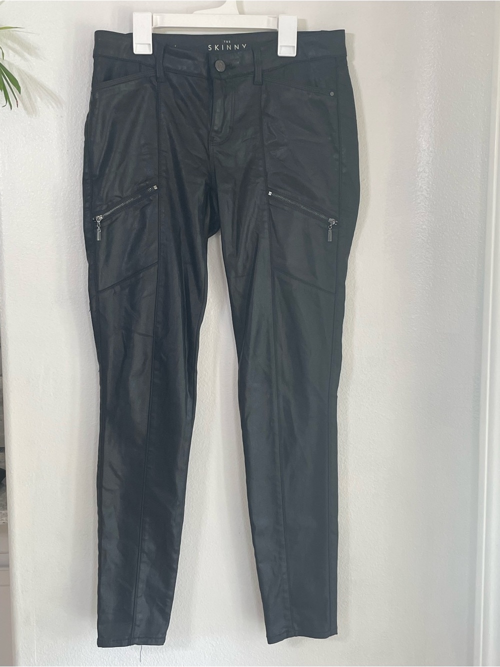 White House Black Market The Skinny Faux‎ Leather Moto Pants Womens Size 4 Black - Picture 2 of 4